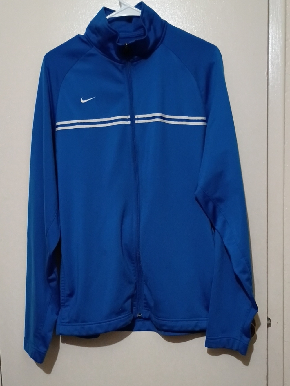 Nike Royal Blue Full-Zip Performance Jacket with White Stripes